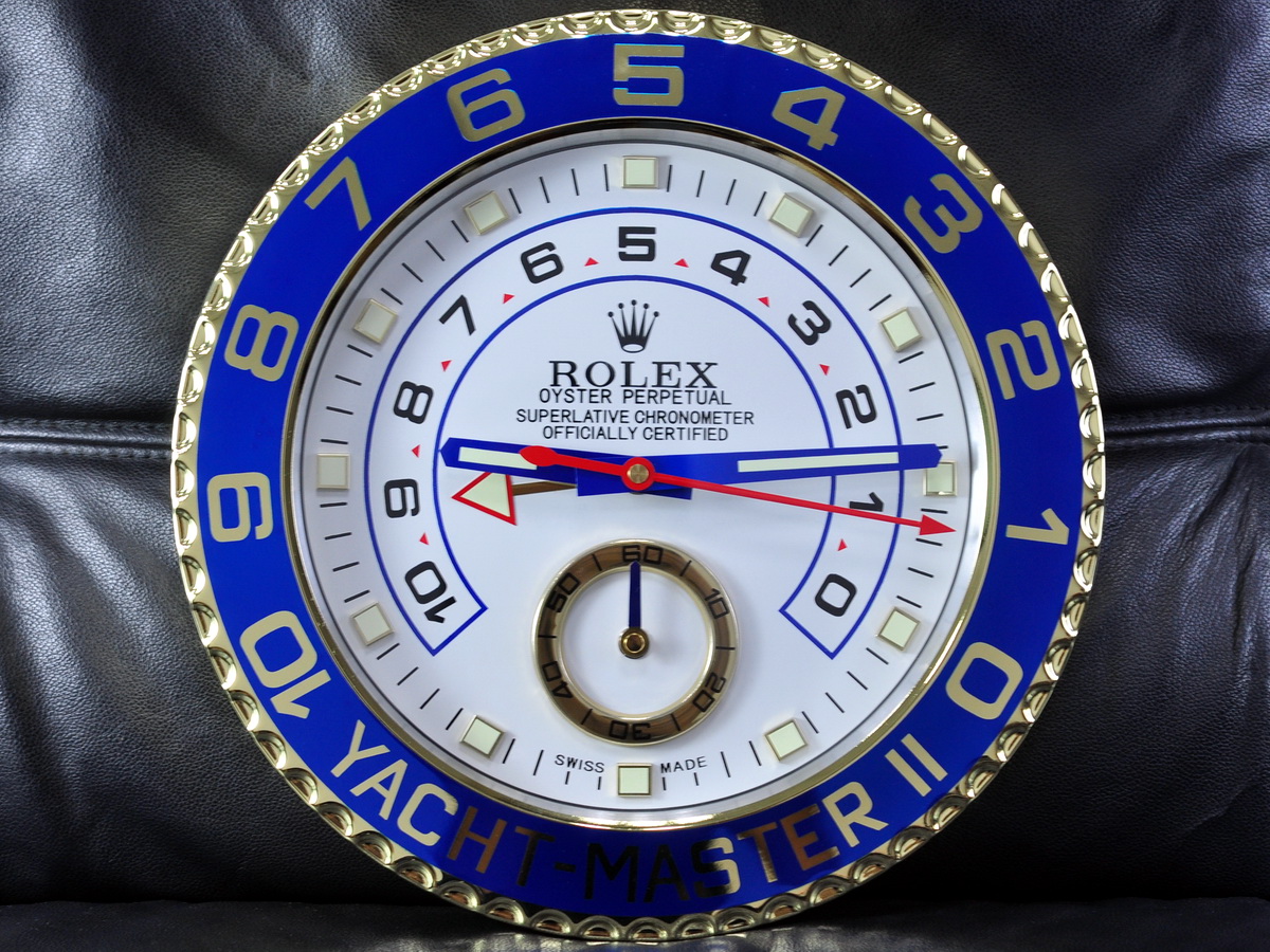 Rolex勞力士Yacht Master Ⅱ系列壁掛時鐘黃金外殼搭配機械走秒石英機芯