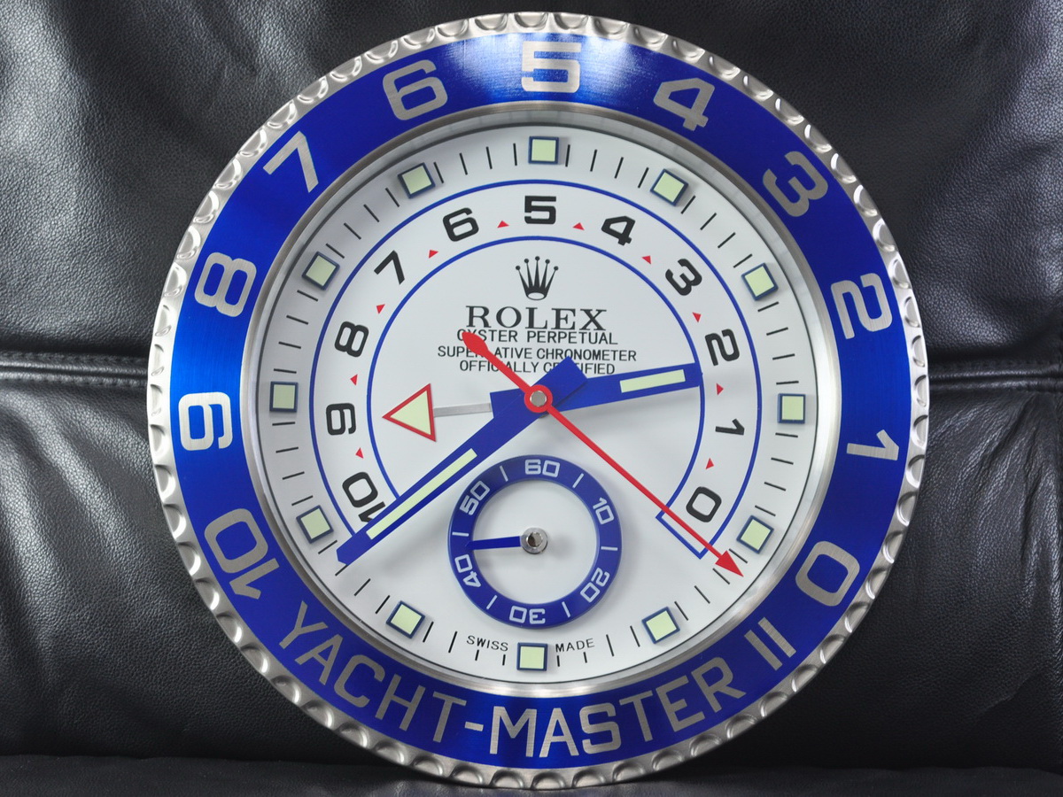 Rolex勞力士Yacht Master Ⅱ系列壁掛時鐘精鋼磨砂外殼搭配機械走秒石英機芯
