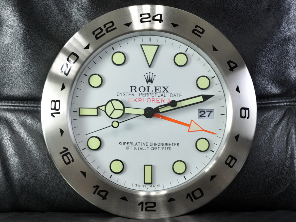 Rolex勞力士Explorer Ⅱ系列壁掛時鐘不銹鋼磨砂外殼搭配機械走秒石英機芯
