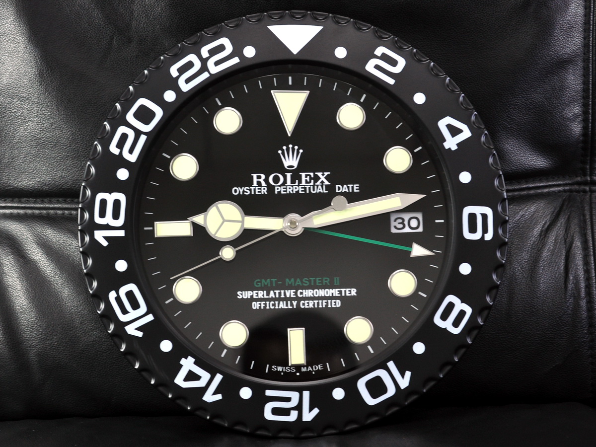 Rolex勞力士GMT Master系列壁掛時鐘黑色PVD外殼搭配機械走秒石英機芯