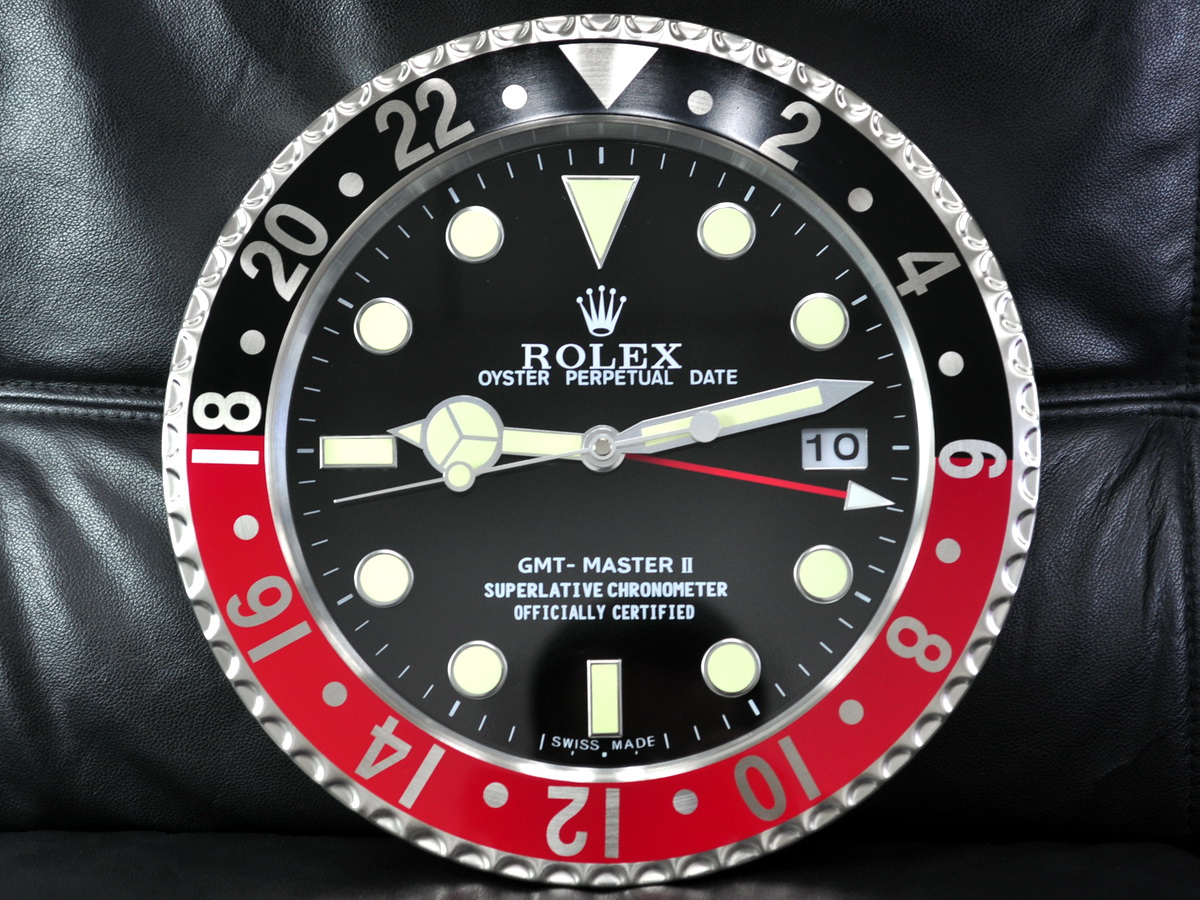 Rolex勞力士GMT Master系列壁掛時鐘不銹鋼外殼搭配機械走秒石英機芯