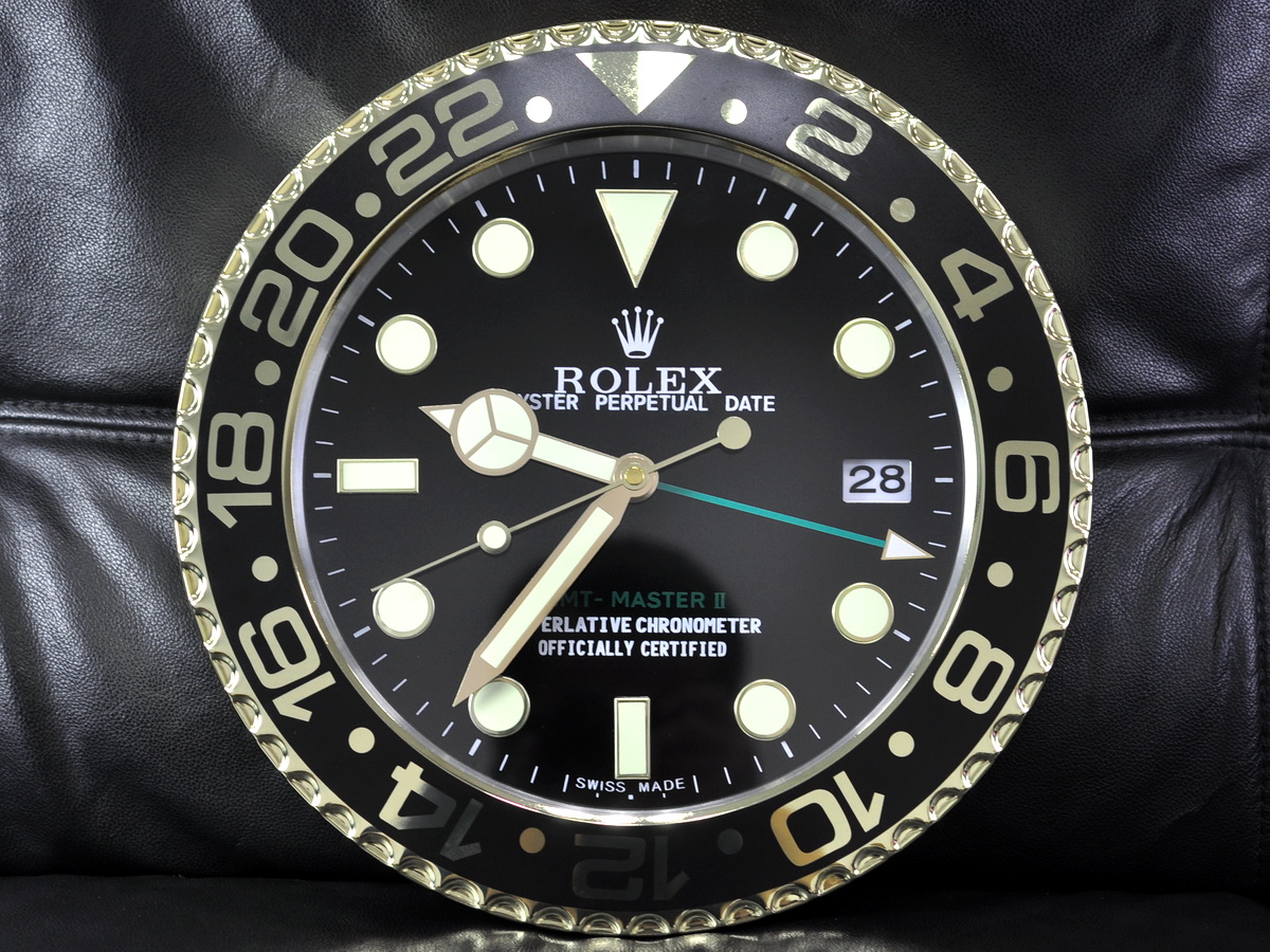 Rolex勞力士GMT Master系列壁掛時鐘黃金外殼搭配機械走秒石英機芯