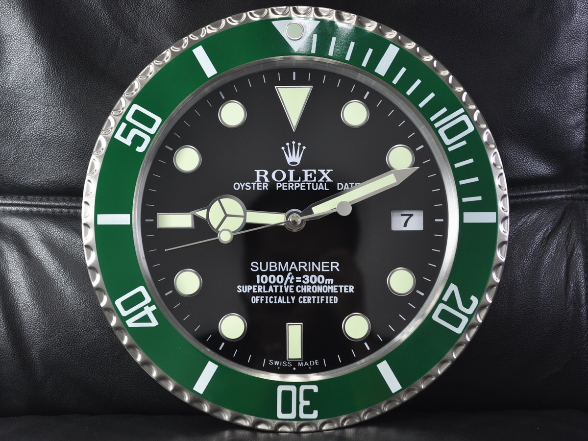 Rolex勞力士Submariner系列壁掛時鐘不銹鋼磨砂外殼搭配機械走秒石英機芯