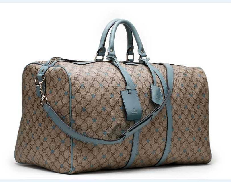 GUCCI極簡時尚 經典雙G緹花 大容量手提/斜背旅行袋
