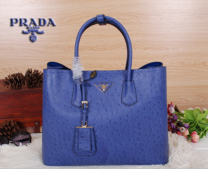 PRADA奢華時尚 鴕鳥紋手提包