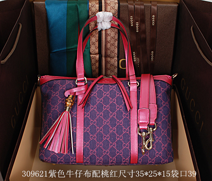 GUCCI 新款時尚奢華牛仔布手提包