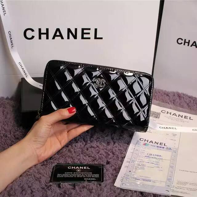 Chanel原版漆皮錢夾 專櫃LOOK
