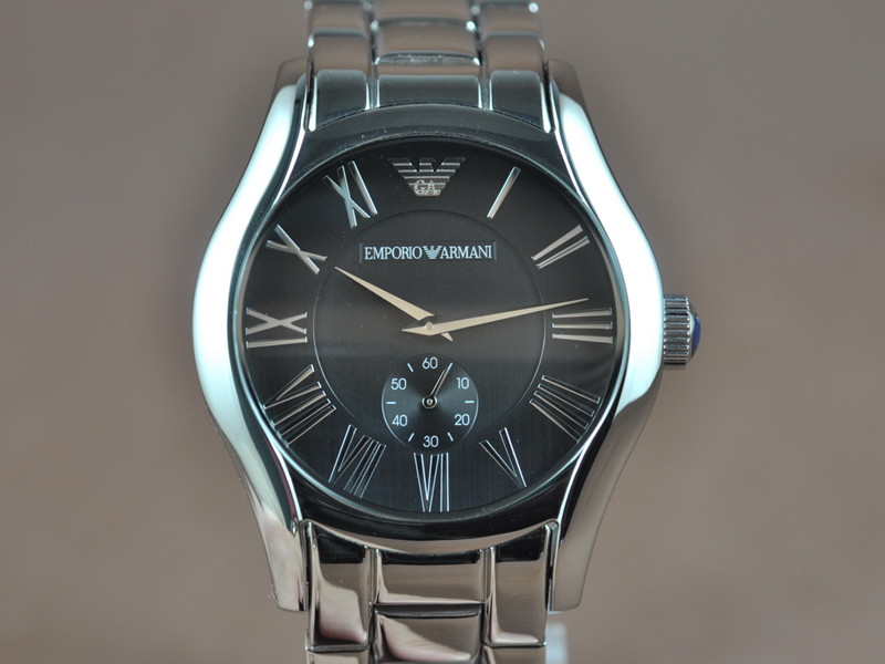 Armani【男性用】AR0680 42mm 不銹鋼錶殼不銹鋼錶帶黑色面磐石英機芯