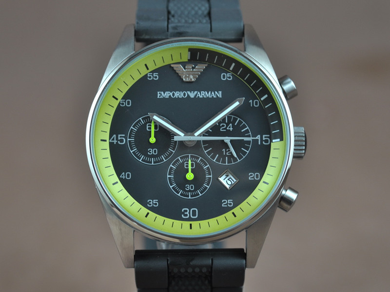 阿瑪尼【男性用】AR5865 不銹鋼錶殼橡膠錶帶日本VD53B石英計時機芯