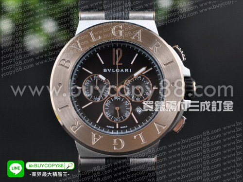 寶格麗【男性用】Diagono系列腕錶精鋼磨砂錶殼+玫瑰金表圈日本OS20石英計時機芯