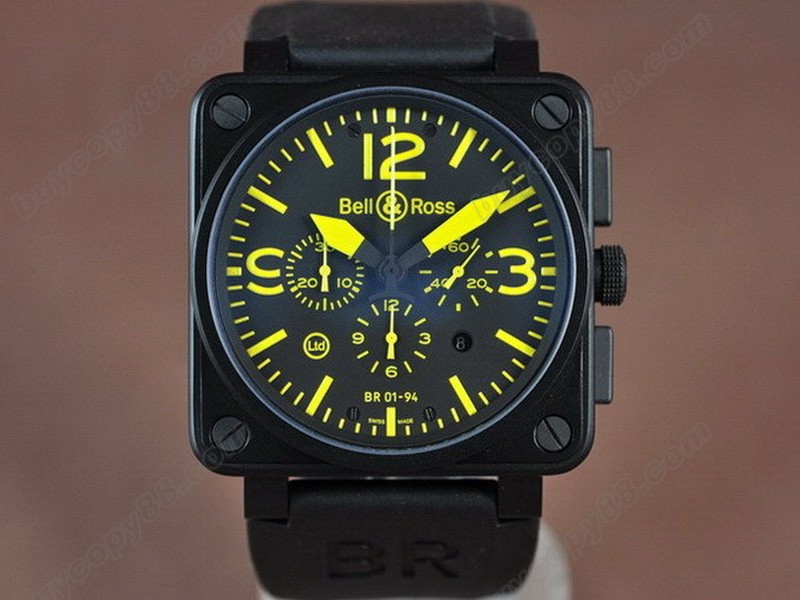 Bell & Ross【男性用】 BR01-94 PVD/RU Black/Yellow A-7750 自動機芯搭載