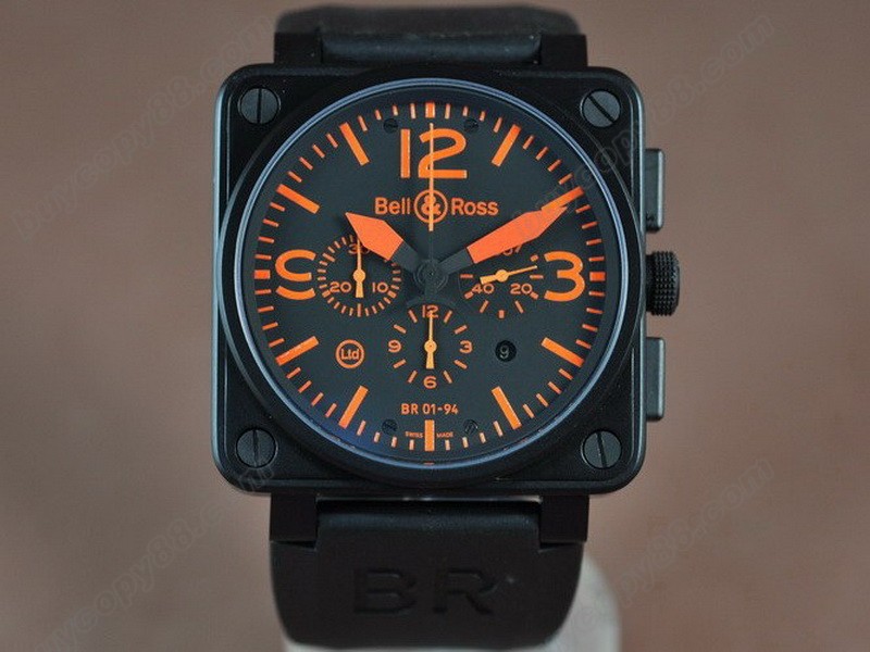 Bell & Ross【男性用】 BR01-94 PVD/RU Black/Orange A-7750 オートマチック搭載