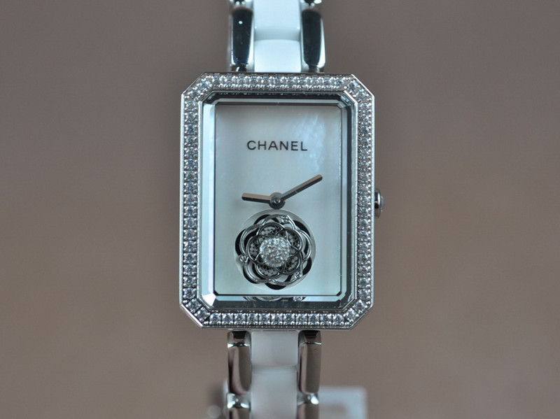 香奈兒【女性用】Tourbillon Première 不銹鋼錶殼鑲嵌鑽陶瓷錶帶Swiss Ronda石英機芯