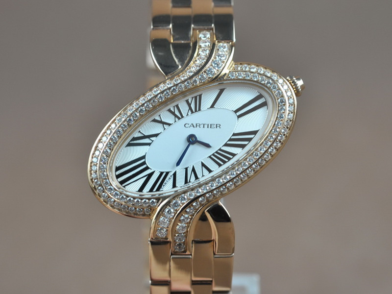 卡地亞【女性用】DELICES系列18K玫瑰金錶殼鑲嵌水鑽Swiss Ronda石英機芯