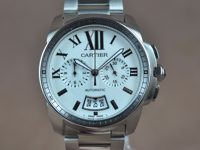 卡地亞【男性用】Calibre de Cartier系列不銹鋼錶殼不銹鋼錶帶VK石英機芯