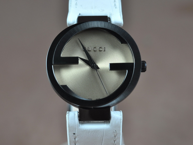 古馳【女性用36mm】Interlocking系列黑色PVD錶殼瑞士RONDA石英機芯