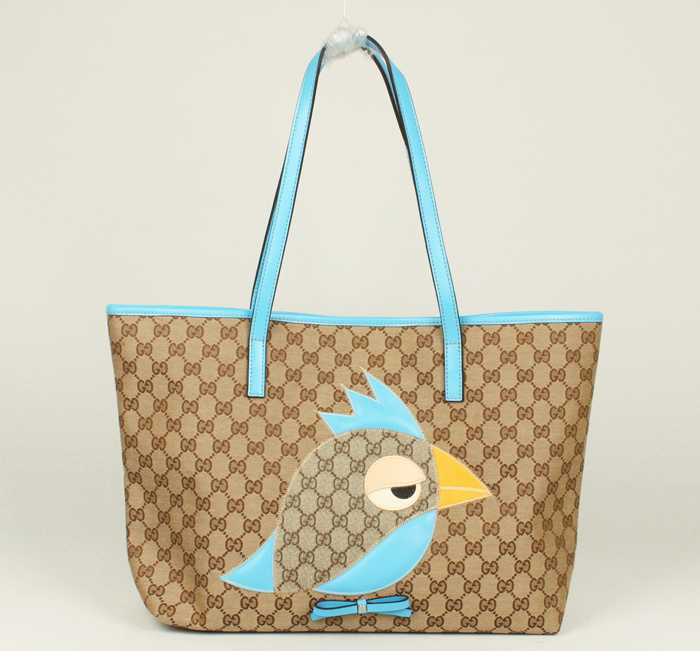 GUCCI-271103-bl-新款可愛鳥圖案裝飾肩背購物包
