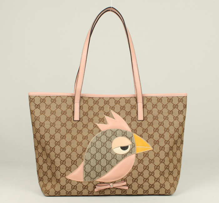 GUCCI-271103-pi-新款可愛鳥圖案裝飾肩背購物包
