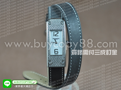 愛馬仕【女性用】Kelly2系列不銹鋼錶殼鑲嵌水鑽白色面盤瑞士石英機芯