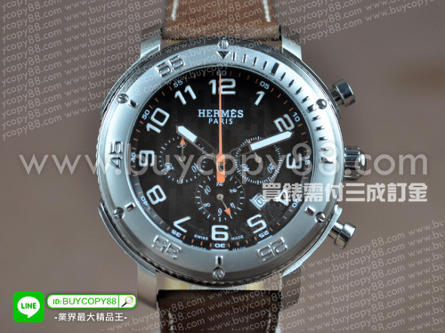 愛馬仕【男性用】Clipper運動系列不銹鋼錶殼黑色面盤日本OS20計時機芯