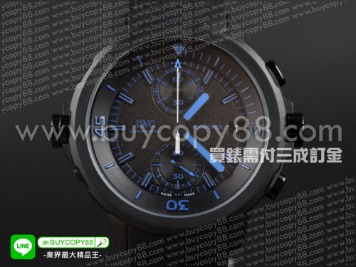 萬國錶【男性用】海洋時計計時腕錶黑色PVD錶殼橡膠錶帶石英計時機芯