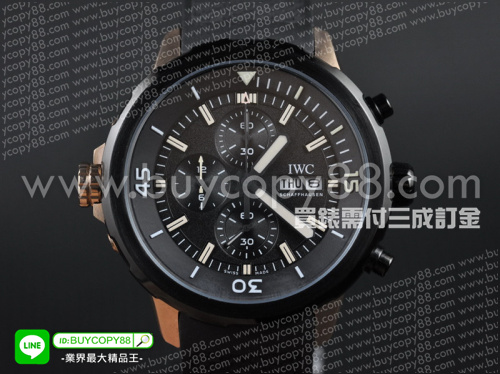 萬國錶【男性用】海洋時計計時腕錶玫瑰金殼PVD表圈橡膠錶帶石英計時機芯