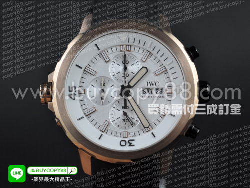 萬國錶【男性用】海洋時計計時腕錶玫瑰金殼橡膠錶帶石英計時機芯