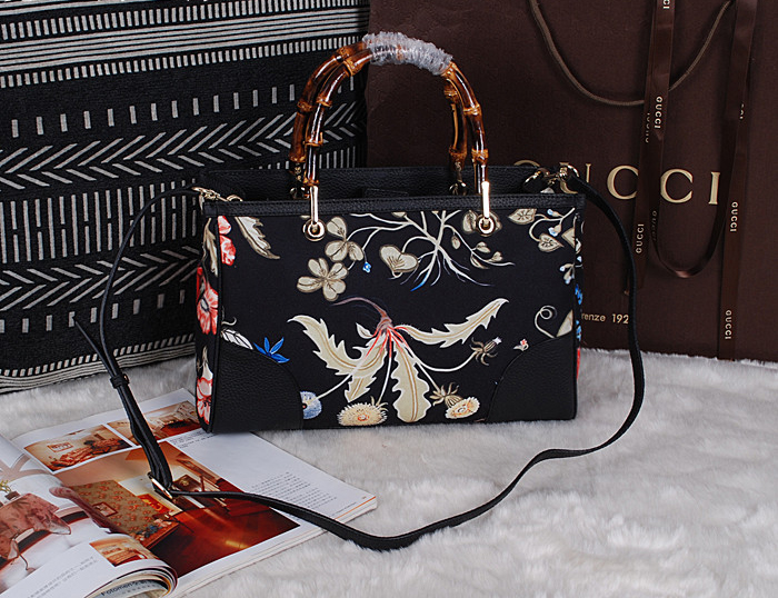 Gucci bamboo shopper flora knight手提包