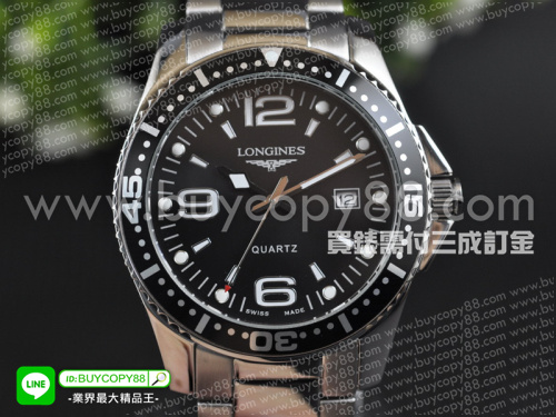 浪琴【男性用】Conquest康卡斯潛水系列不銹鋼拋光錶殼不銹鋼錶帶日本石英計時機芯