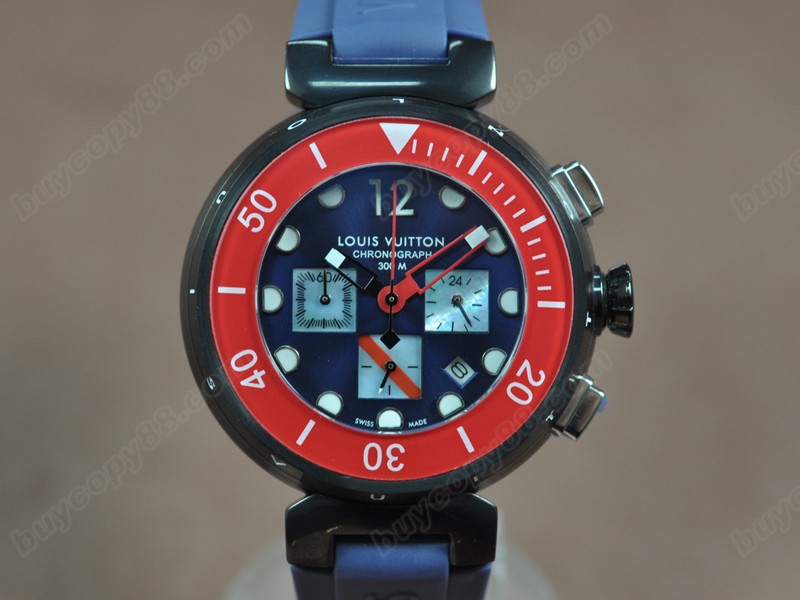 路易威登Louis Vuitton Tambour Diving Ⅱ PVD/RU Blue Dial Jap OS20石英機芯