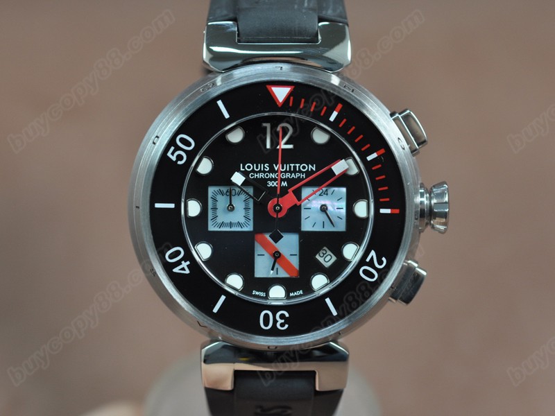 路易威登Louis Vuitton Tambour Diving Ⅱ SS/RU Black Dial Jap OS20石英機芯