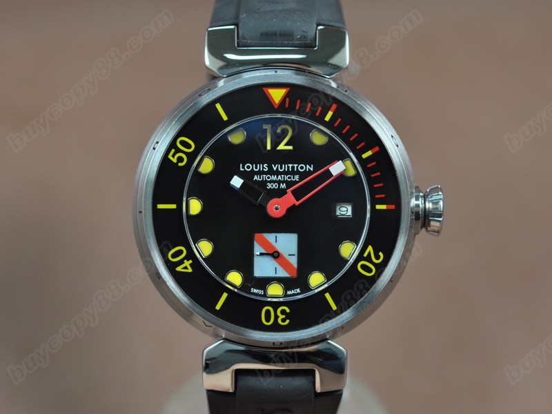 路易威登Louis Vuitton Tambour Diving Ⅱ SS/RU Black Dial A-ST17自動機芯搭載