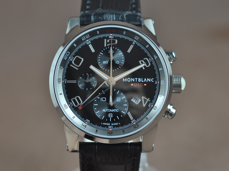 萬寶龍【男性用】Timewalk時光行者世界標準時間航海者腕錶鋼殼皮帶7750自動機芯