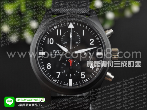萬國表【男性用】Pilots Watches飛行員計時系列TOP GUN海軍空戰部隊腕錶黑色陶瓷錶殼7750計時碼表機芯