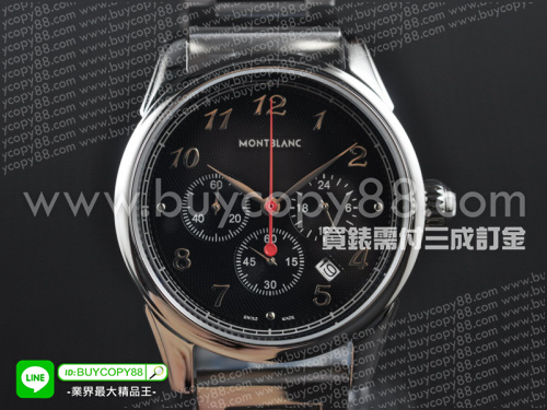 萬寶龍【男性用】Villeret維萊爾1858系列不銹鋼錶殼黑色面盤日本VK石英計時機芯