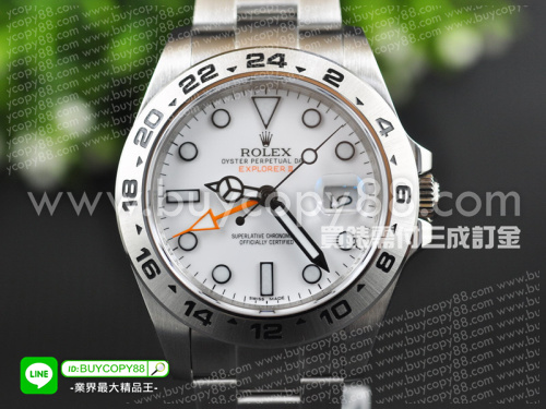 勞力士【男性用 - 大號42毫米】Explorer Ⅱ腕錶不銹鋼錶殼白色面盤A-2836-2自動機械機芯