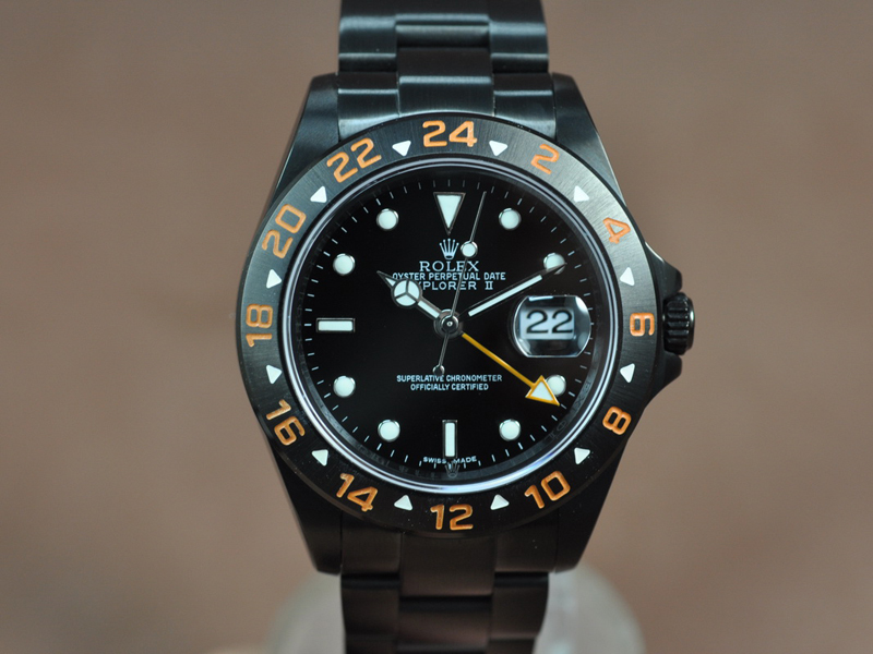 勞力士 Watches Explorer Ⅱ Full PVD 黑 文字盤 Asia 2836-2 GMT 自動機芯 搭 載 