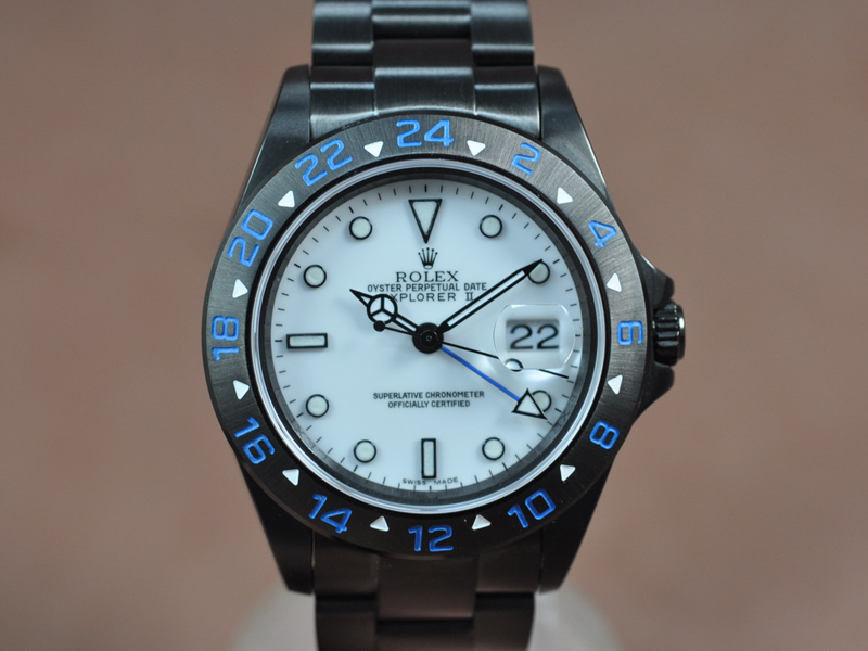 勞力士 Watches Explorer Ⅱ Full PVD 白 文字盤 Asia 2836-2 GMT 自動機芯 搭 載 