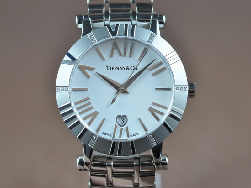 蒂芬妮【男性用】Altas系列不銹鋼錶殼白色面盤2824-2自動機械機芯