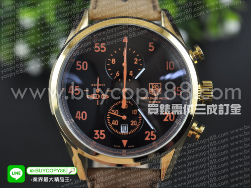 豪雅【男性用】Carrera 49mm卡萊拉系列黃金錶殼日本OS10石英計時機芯