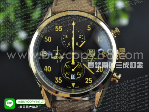 豪雅【男性用】Carrera 49mm卡萊拉系列黃金錶殼日本OS10石英計時機芯