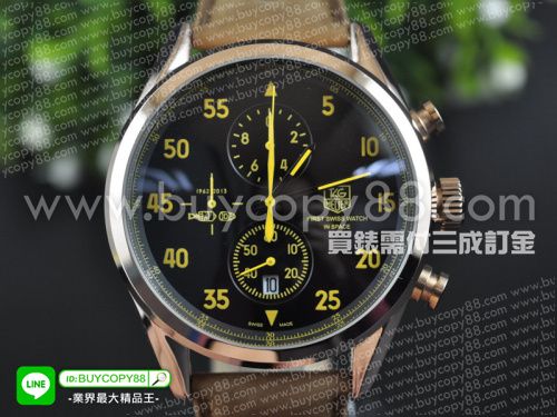 豪雅【男性用】Carrera 49mm卡萊拉系列玫瑰金錶殼日本OS10石英計時機芯