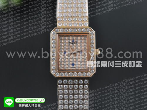 伯爵【女性用】Traditional傳統系列方形腕錶玫瑰金錶殼20mm 滿鑽面盤瑞士石英機芯