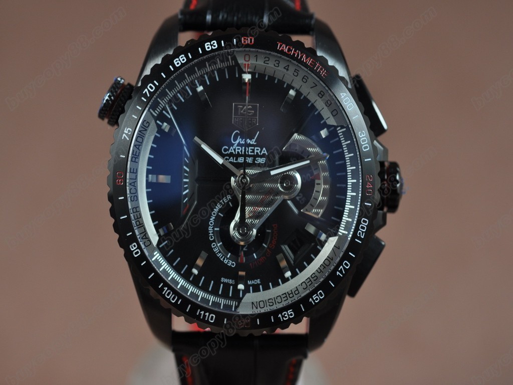 豪雅【男性用】MadTag Heuer Watches Grand Carrera Calibre 36 DLC/TI/RU Black A-7750自動機芯搭載