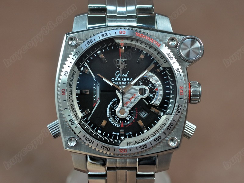 豪雅錶Tag Heuer Watches Grand Carrera Calibre 36 SS/SS Black Dial Jap Quartz石英錶