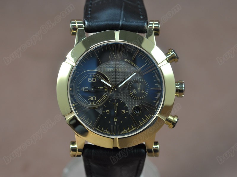 蒂芬尼Tiffany & Co Watches Altas 42mm YG/LE Black roman A-7750自動機芯搭載
