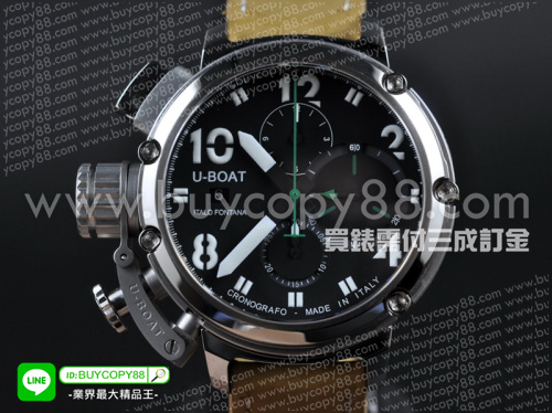 U-BOAT【男性用】Chimera Sideview系列腕錶不銹鋼錶殼黑色雙層面盤7750計時碼表機芯