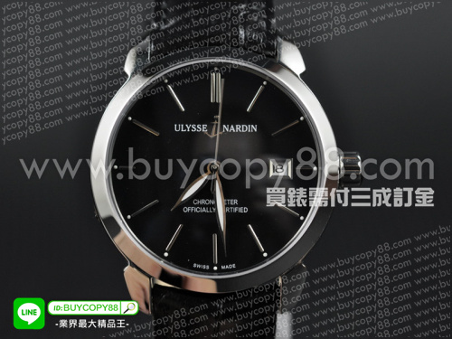 雅典【男性用】Classico自動系列不銹鋼錶殼黑色面盤2813自動機械機芯