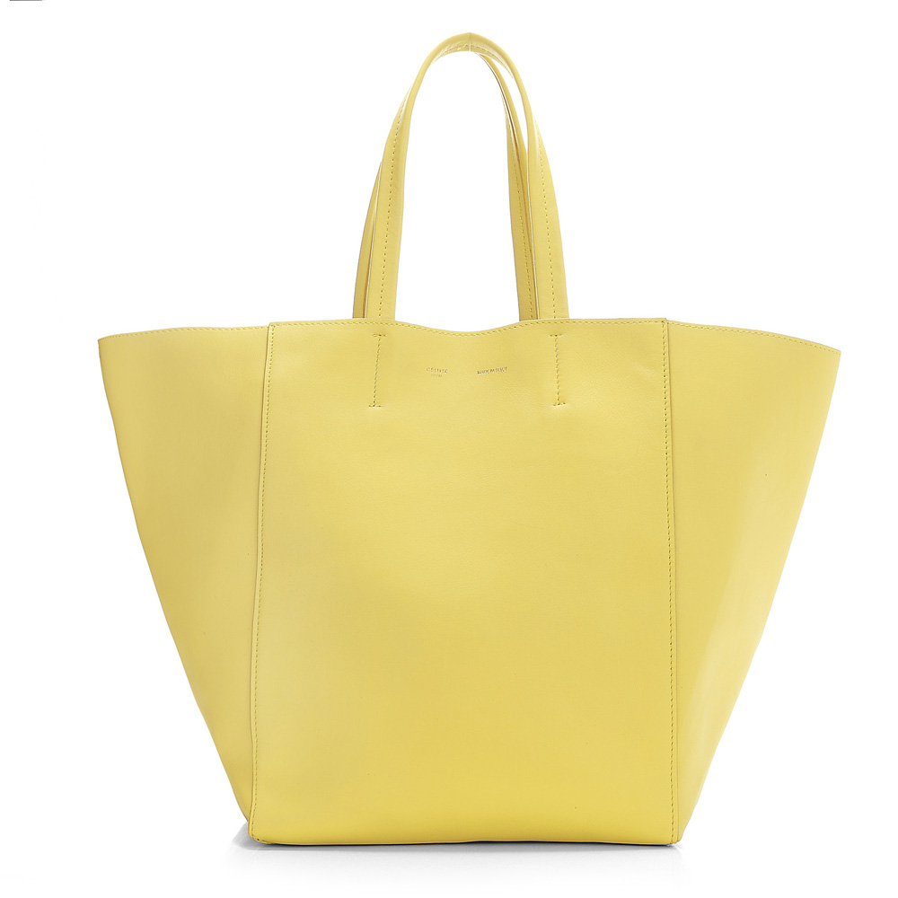 CELINE Cabas 原廠皮革肩背購物包 (螢光黃色)