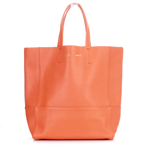 CELINE Cabas小羊皮革直式購物袋(橘色)